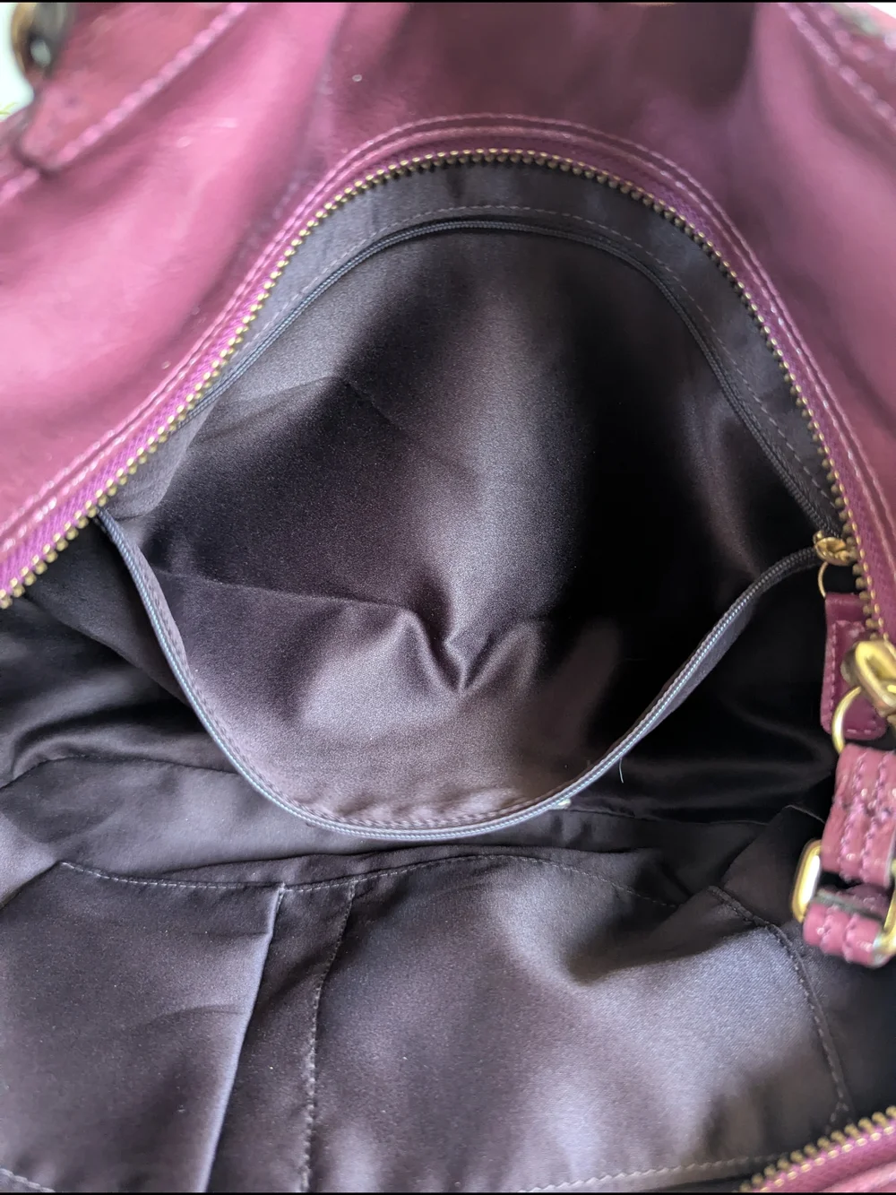 Coach Shoulder Tote in Plum with Gold Hardware